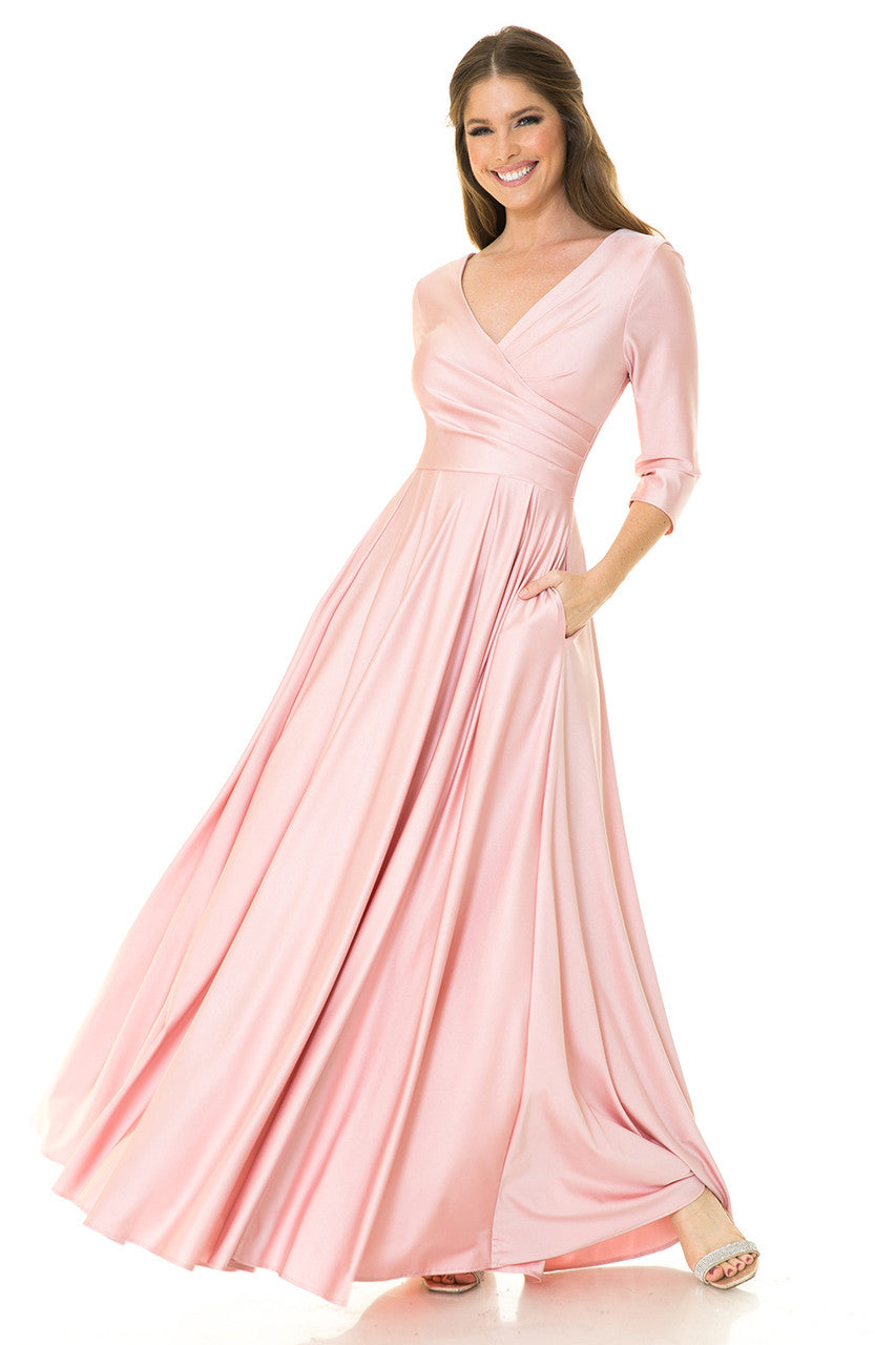Mother of the Bride Dresses Formal Long Pleated Mother of the Bride Dress Lenovia 5243 Blush