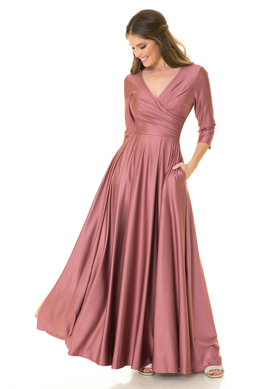 Mother of the Bride Dresses Formal Long Pleated Mother of the Bride Dress Lenovia 5243 Mauve