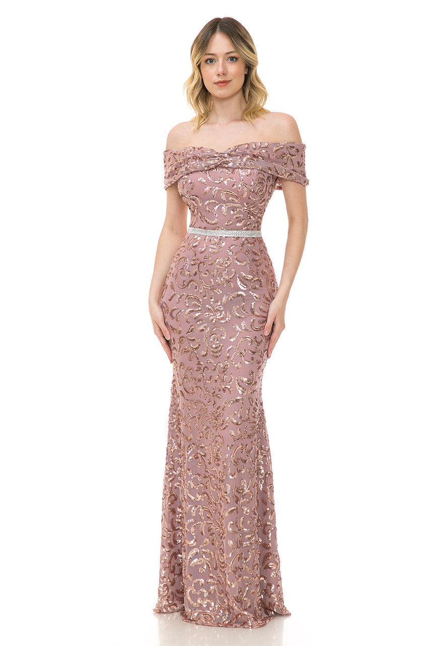Prom Dresses Long Formal Sequin Prom Dress Lenovia 5210 Mauve