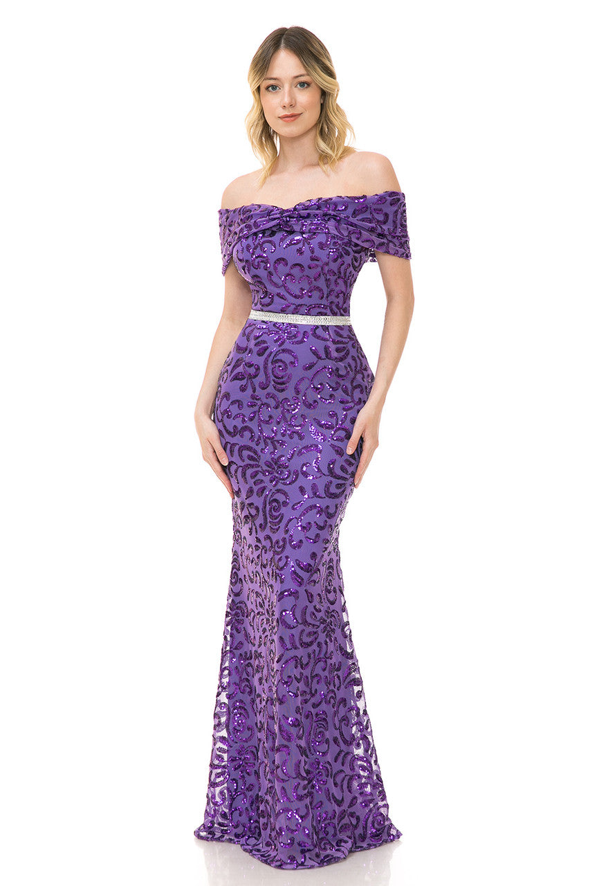 Prom Dresses Long Formal Sequin Prom Dress Lenovia 5210 Purple