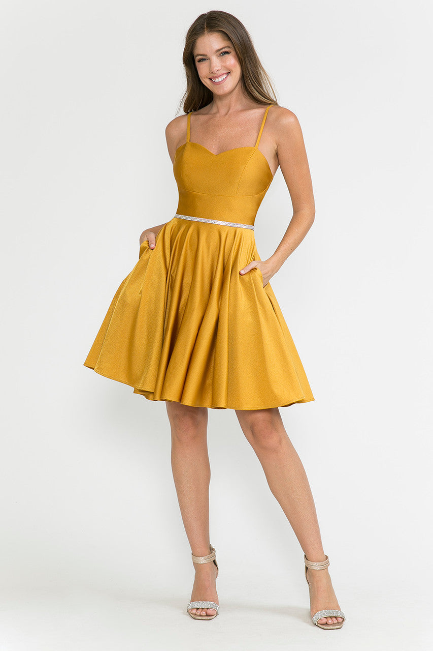 Cocktail Dresses Short Mini Cocktail A Line Dress Lenovia 5261 Mustard