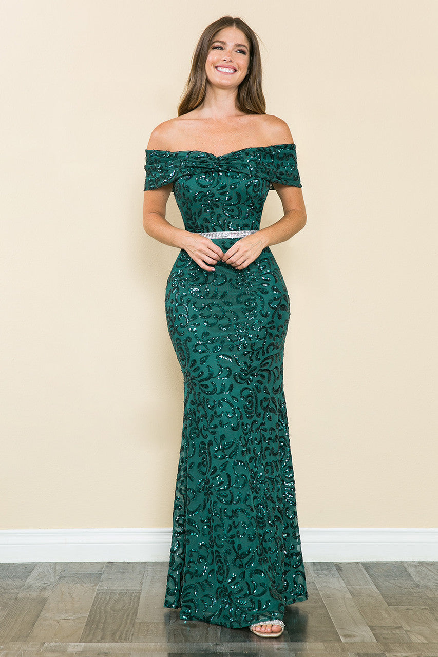 Prom Dresses Long Formal Sequin Prom Dress Lenovia 5210 Hunter Green