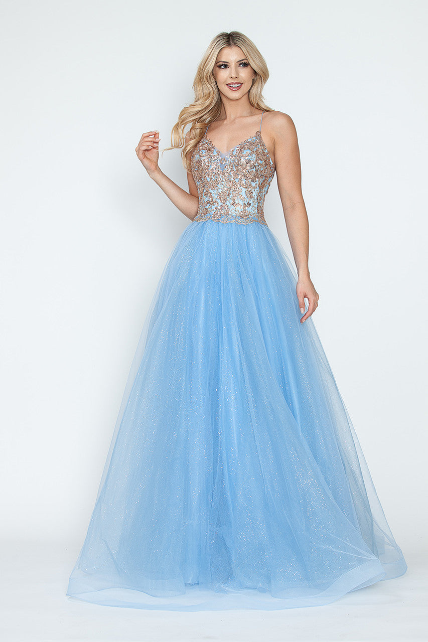 Prom Dresses Long A Line Prom Formal Sequin Metallic Dress Lenovia 8236 Perry Blue