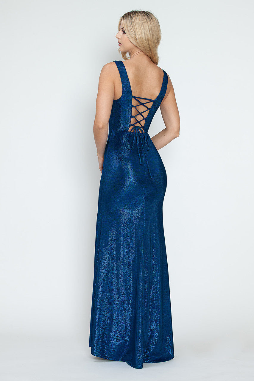 Prom Dresses Long Formal Corset Metallic Prom Dress Lenovia 5315 Royal Blue