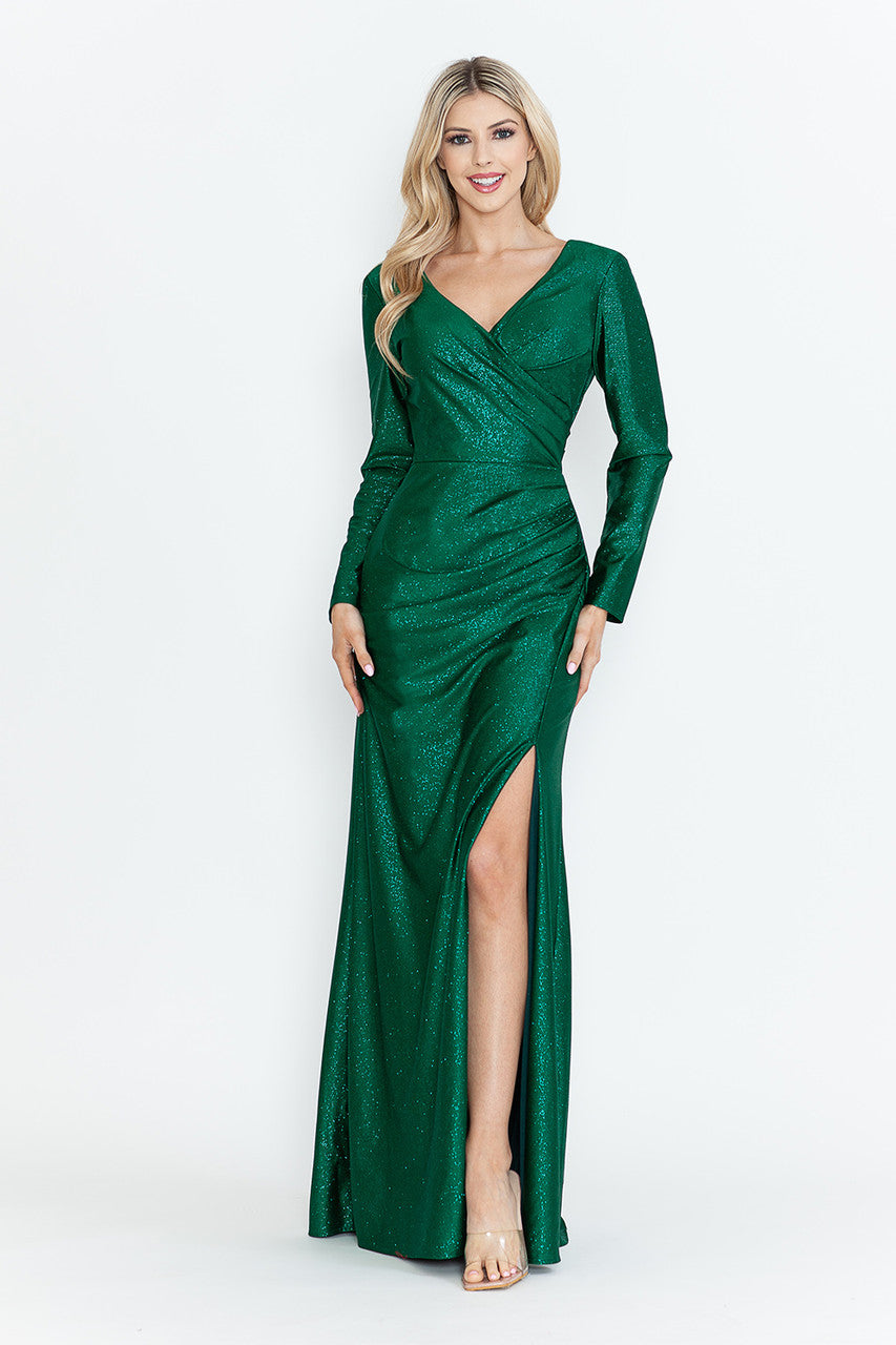 Long Sleeve Mother of the Bride Formal Glitter Dress Lenovia 5323 – The  Dress Outlet