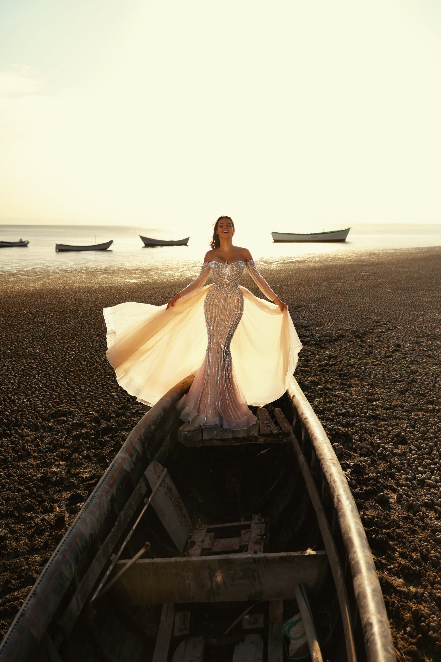 Off-the-Shoulder Floor-Length with Train Tulle Prom Mermaid Trumpet Luscious Delia LD11539 Pre Order