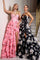 Prom Dresses Long Formal Corset Floral Print Prom Dress Black