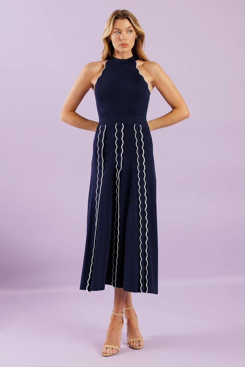 Halter Midi Jersey Cocktail A-Line Dress Flying Tomato ISW5351