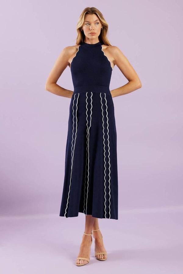 Halter Midi Jersey Cocktail A-Line Dress Flying Tomato ISW5351