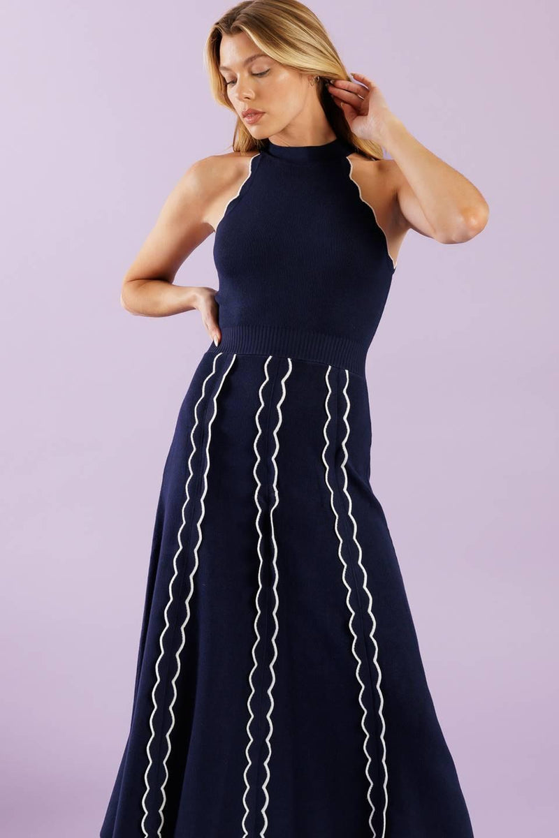 Halter Midi Jersey Cocktail A-Line Dress Flying Tomato ISW5351