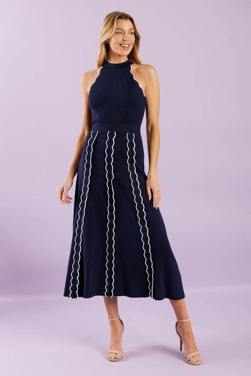 Halter Midi Jersey Cocktail A-Line Dress Flying Tomato ISW5351