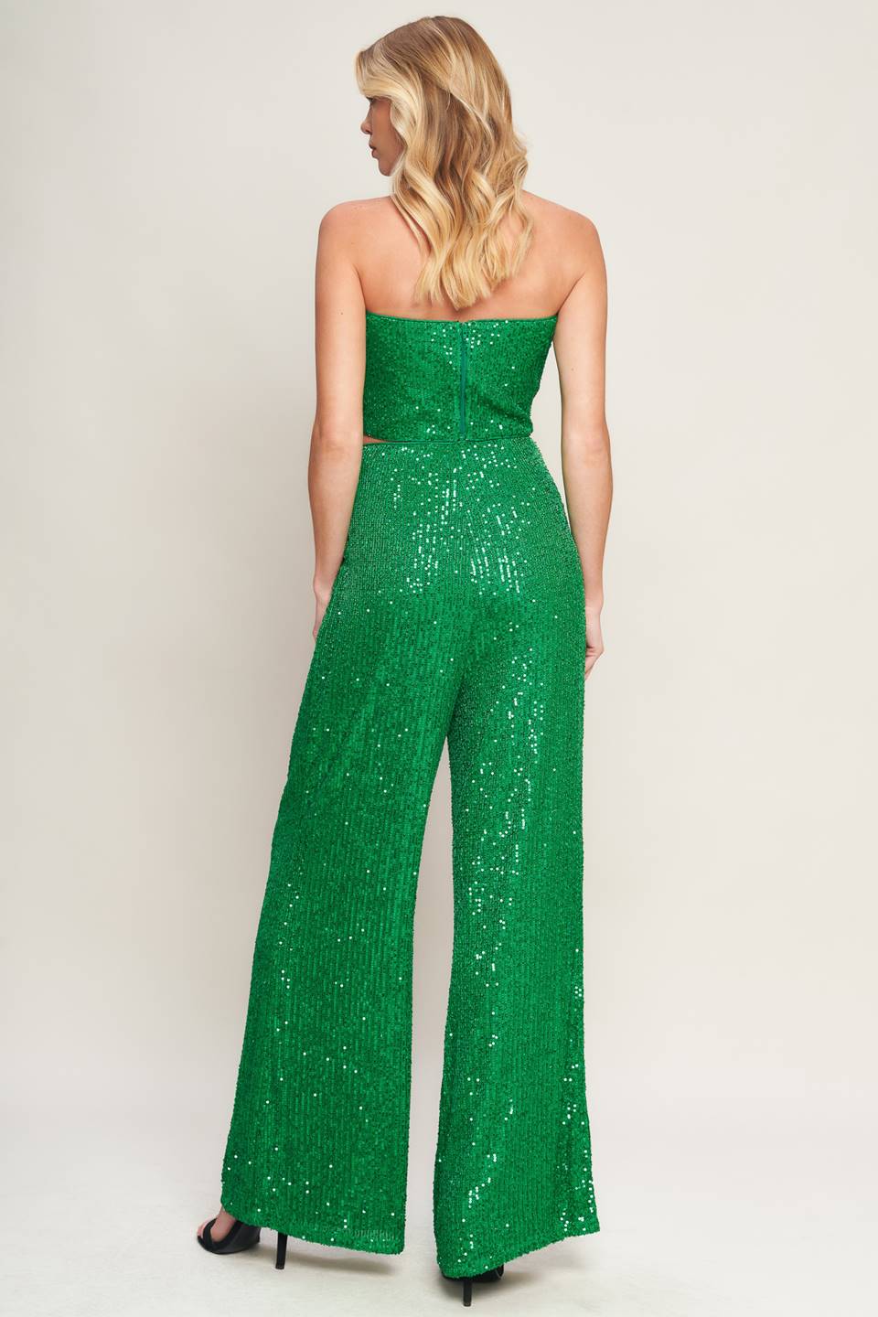 Pant Suit Long Formal Sequin Glitter Pant Suit Green