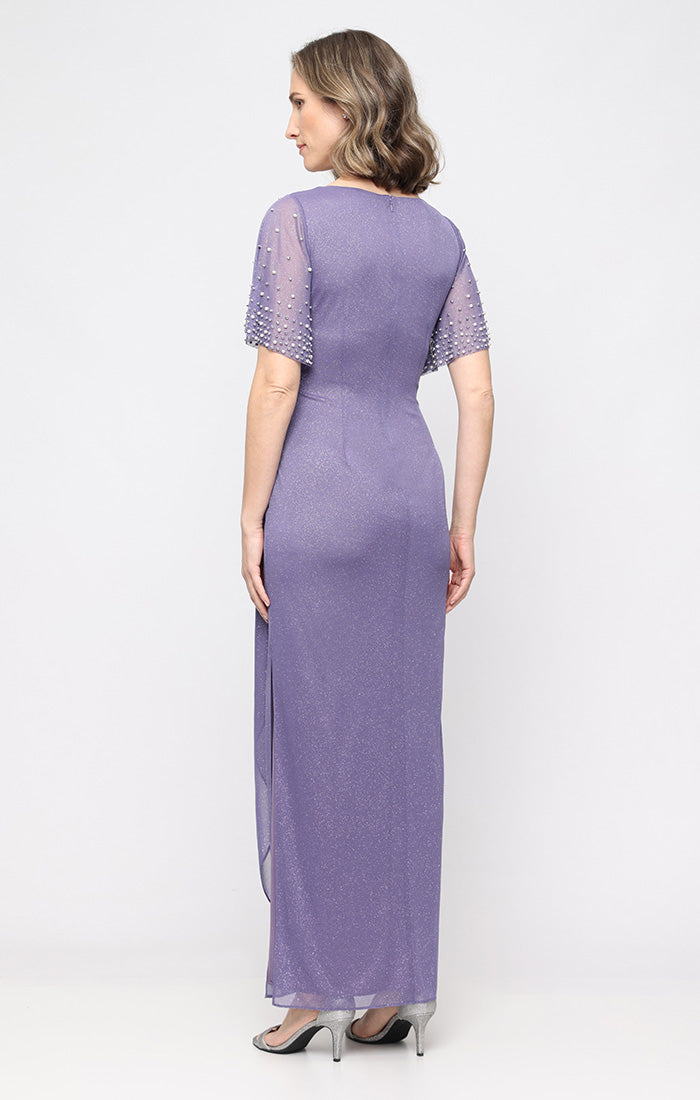 Alex Evenings Layla Glitter Mesh Empire Waist Dress ICY ORCHID / 8 Alex Evenings Layla Glitter Mesh Empire Waist Dress ICY ORCHID / 8