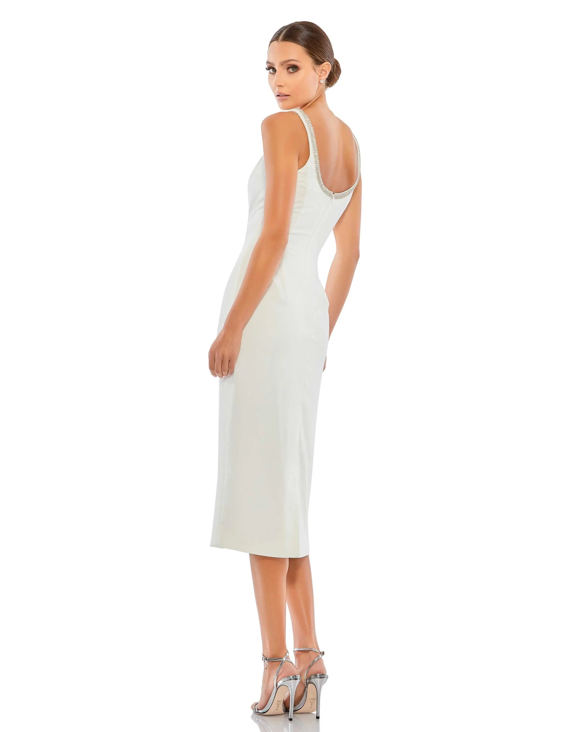 Wedding Dresses Midi Fitted Wedding Dress - Fitted - Mac Duggal 26681 Ivory-Crepe-26681-Fitted