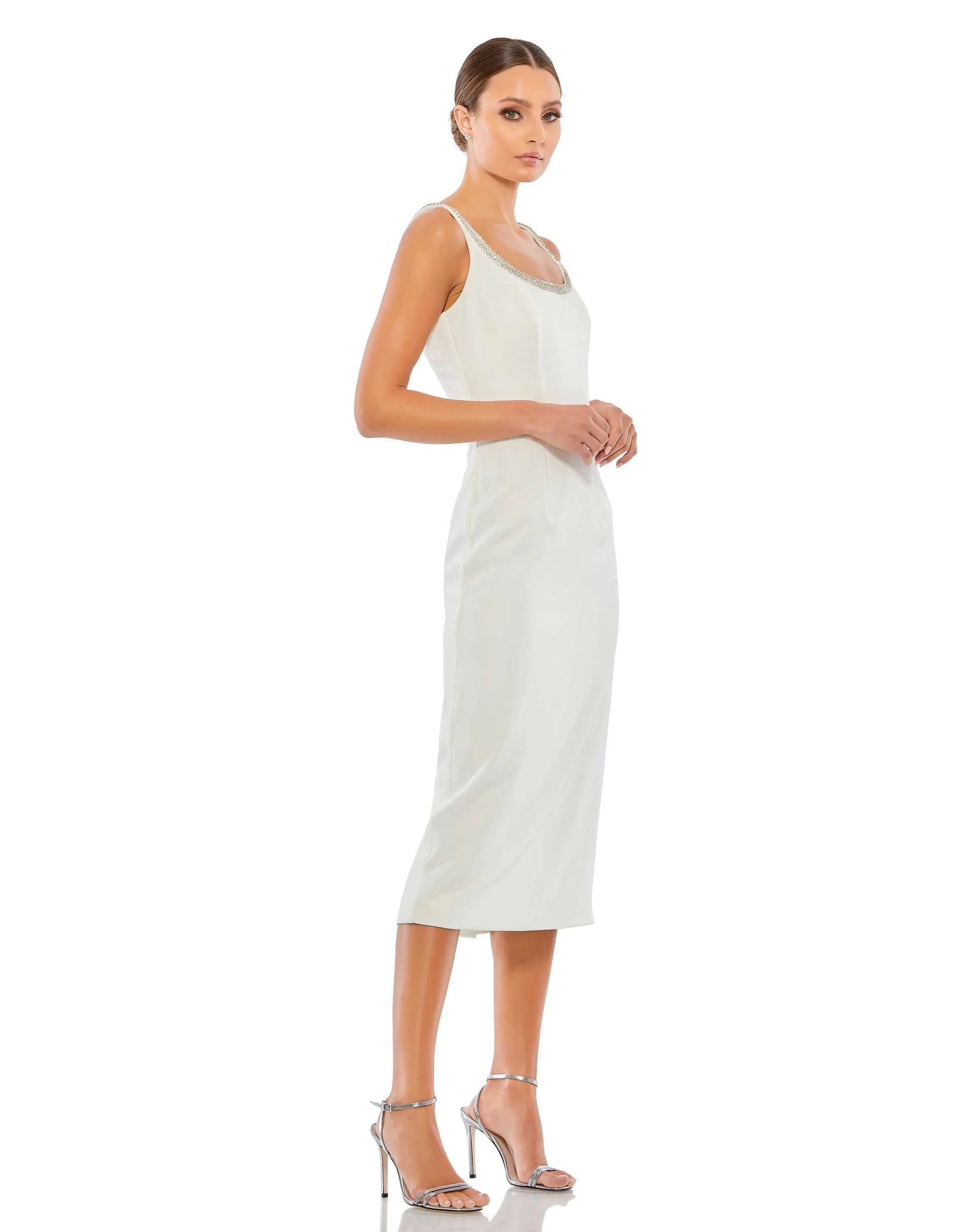 Wedding Dresses Midi Fitted Wedding Dress - Fitted - Mac Duggal 26681 Ivory-Crepe-26681-Fitted