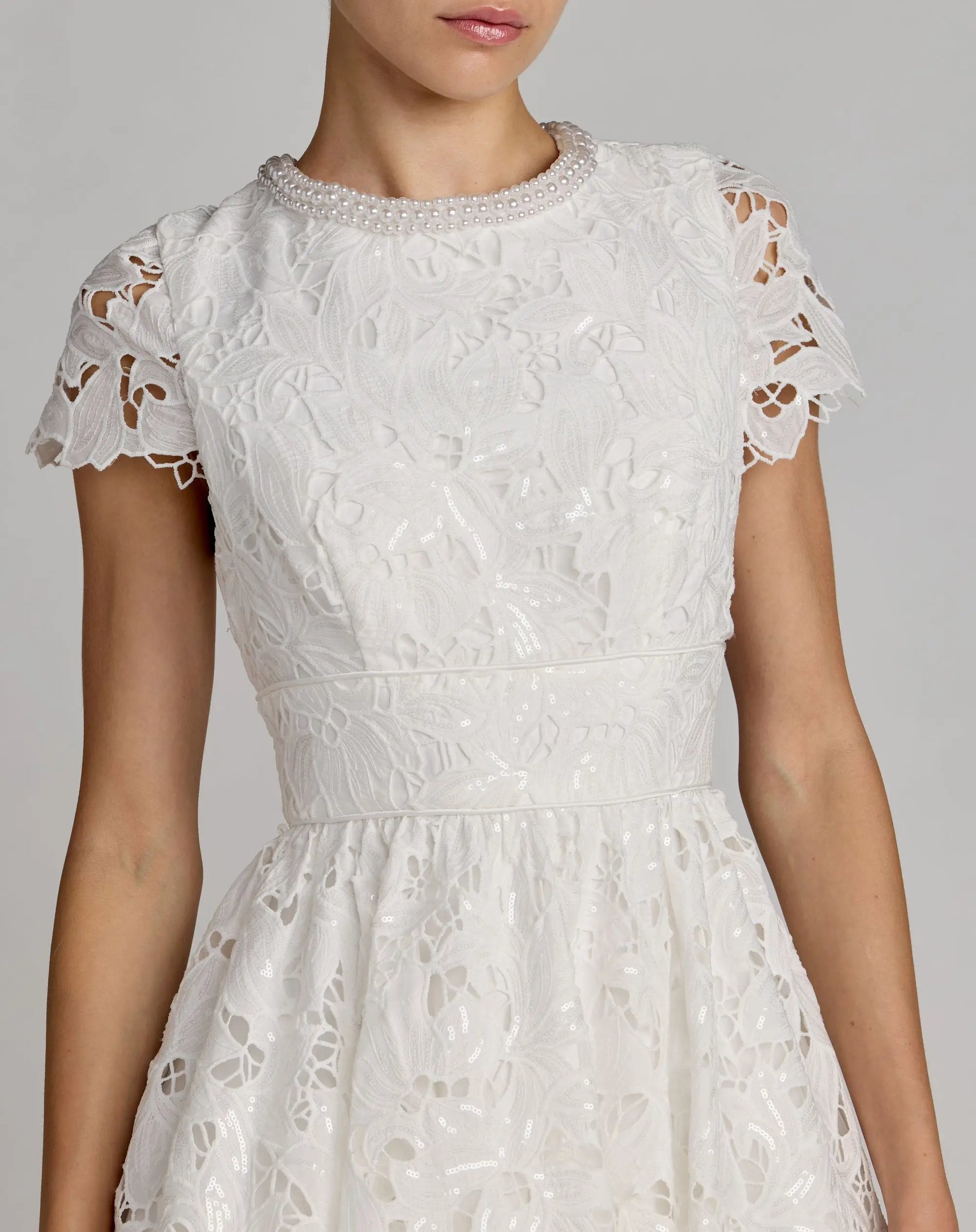 Wedding Dresses Midi A Line Wedding Dress - Lace - Mac Duggal 56324 Ivory-Lace-56324-A Line