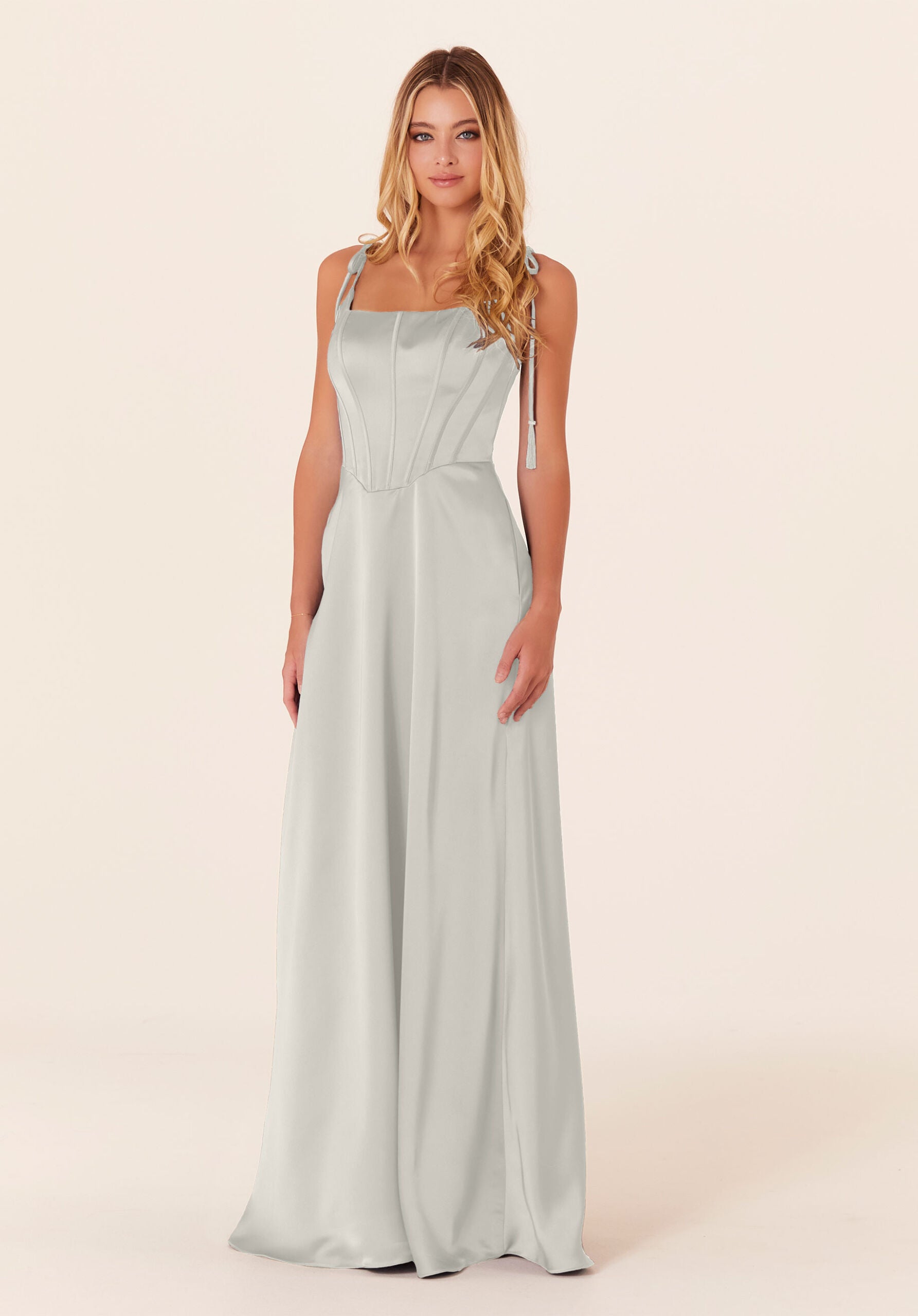 Wedding Dresses A Line Corset Long Bridal Wedding Dress Ivory-Satin-21822-Corset