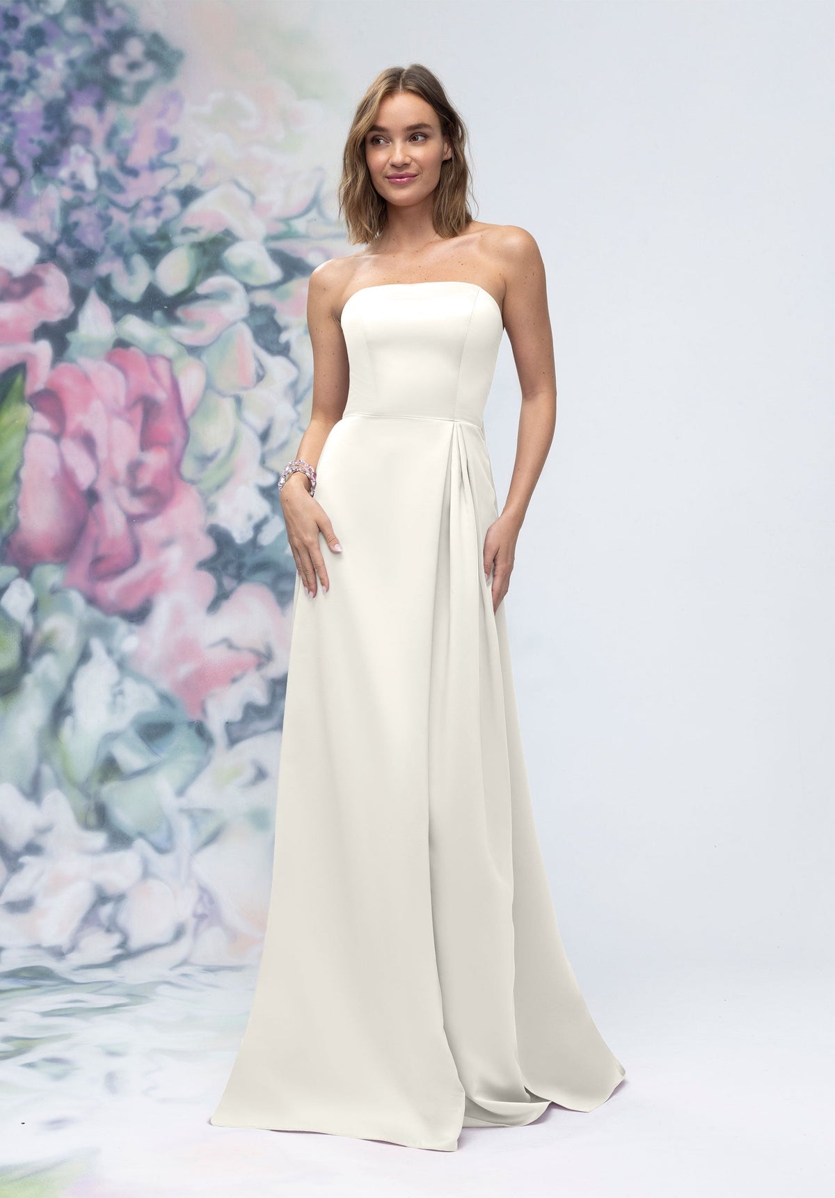 Wedding Dresses Long A Line Bridal Gown Ivory-Satin-3030014-Pleated