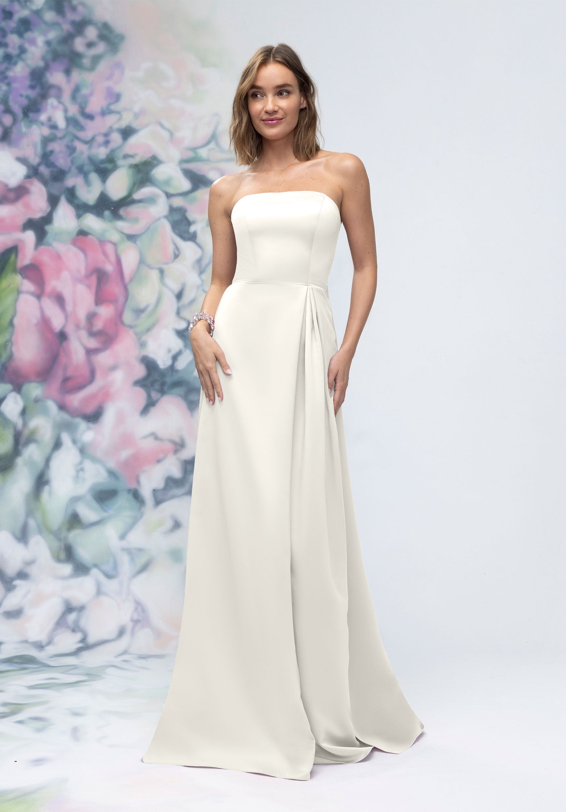 Wedding Dresses Long A Line Bridal Gown Ivory-Satin-3030014-Pleated