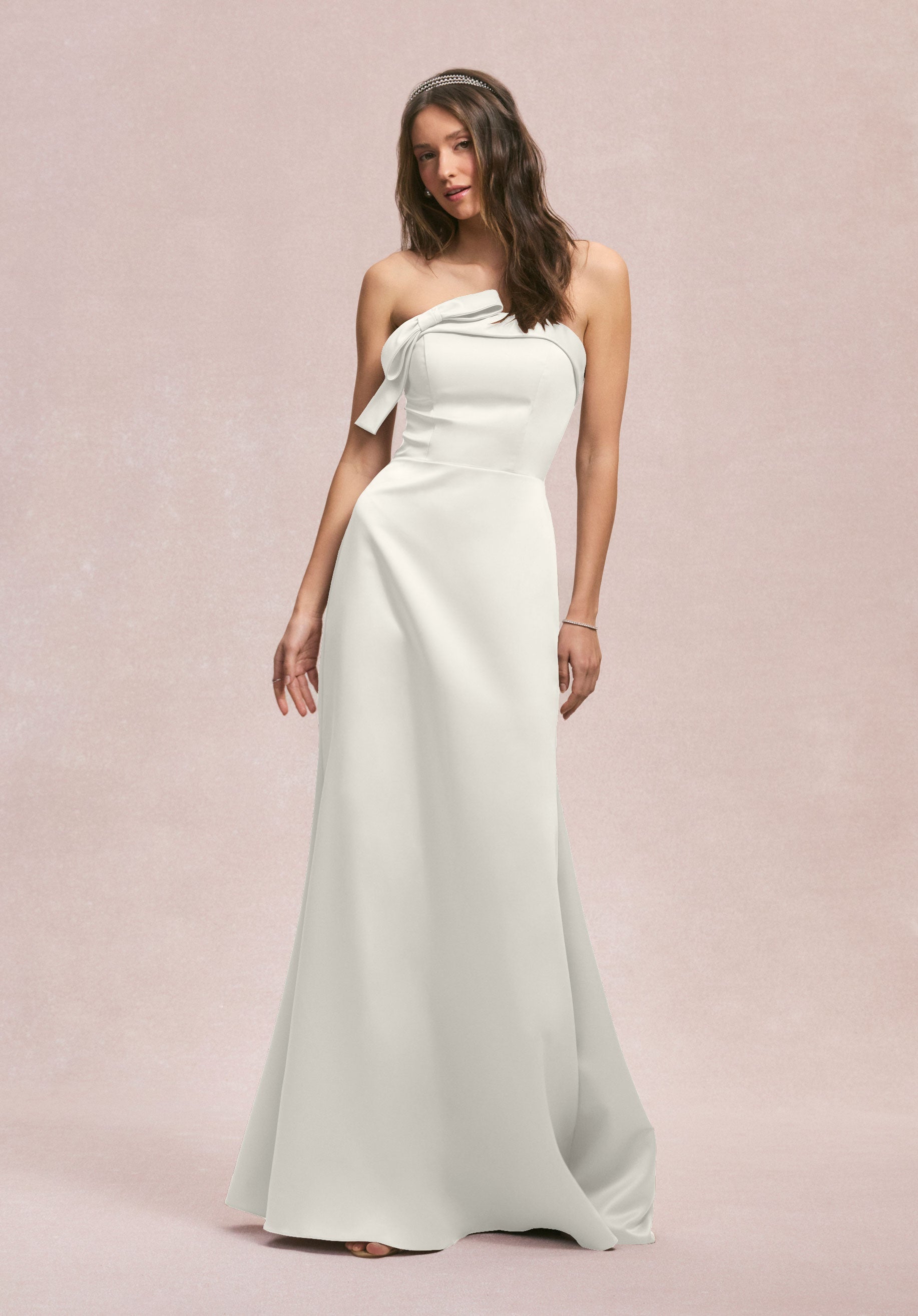 Wedding Dresses Long A Line Bridal Wedding Dress Ivory-Satin-31246-Fitted