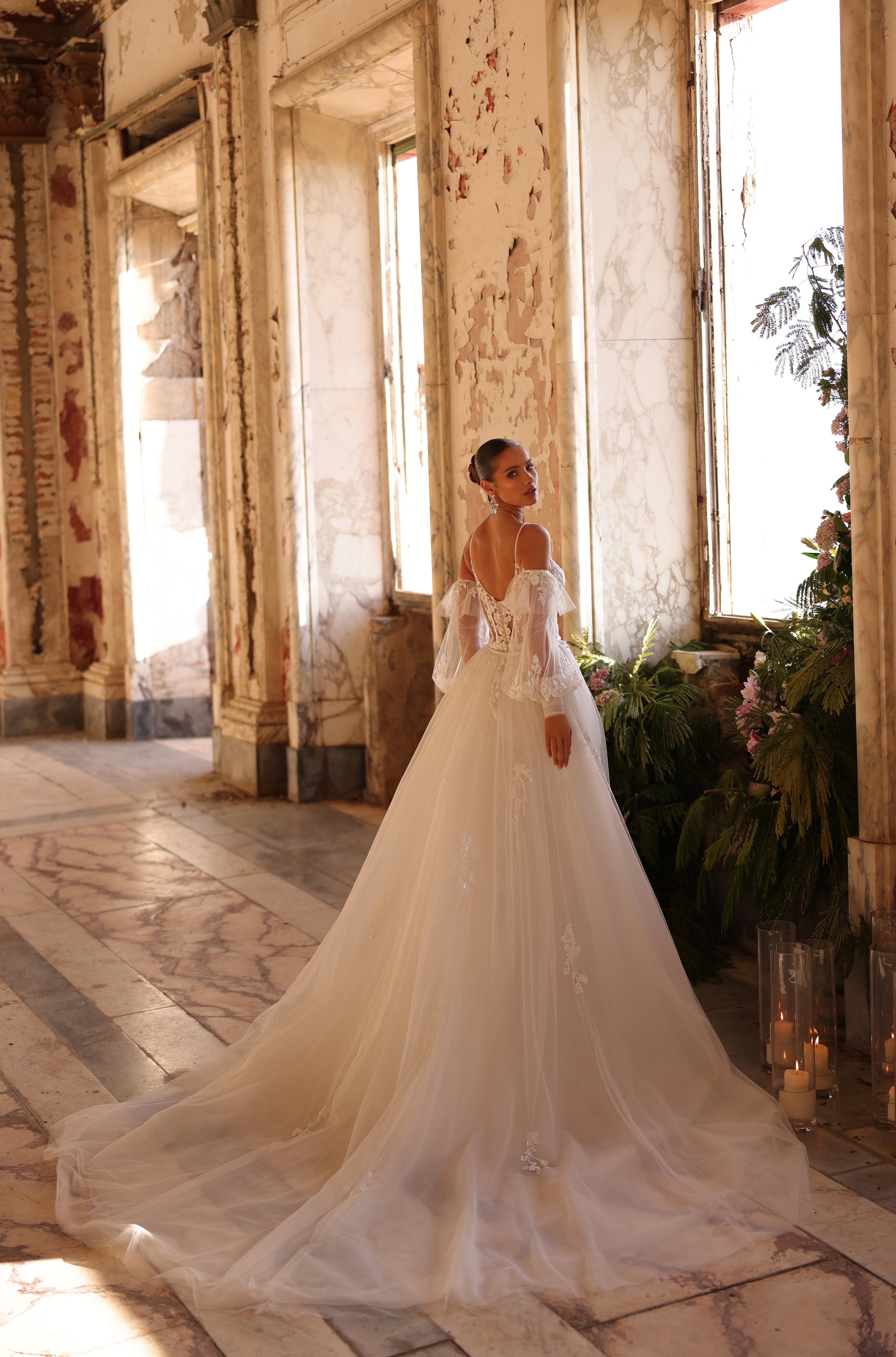 Wedding Dresses Slit Long Wedding Dress Amarra 89111 Ivory/Nude