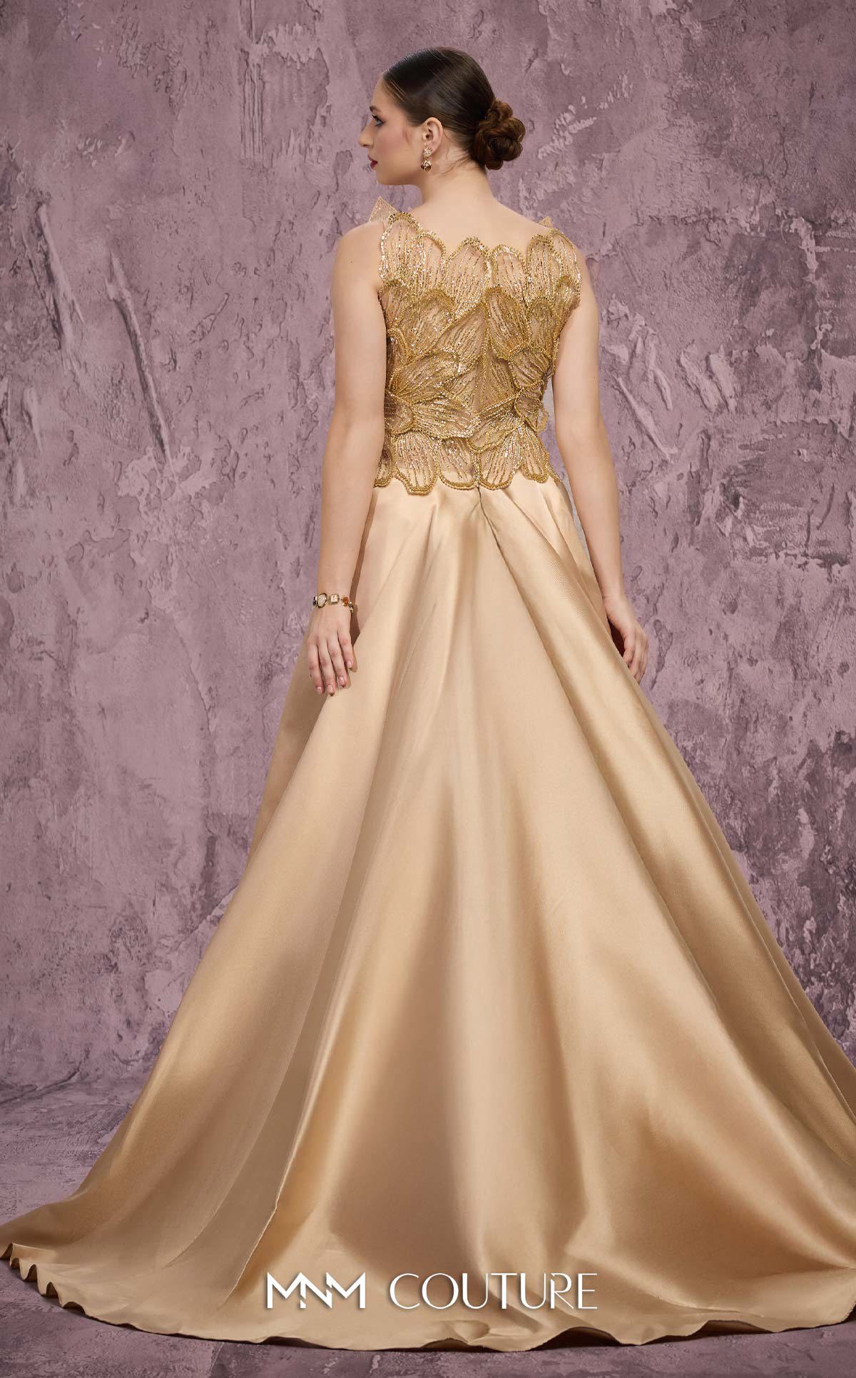 Crew/High-Neck Floor-Length Sequin Evening Sheath MNM Couture J03186