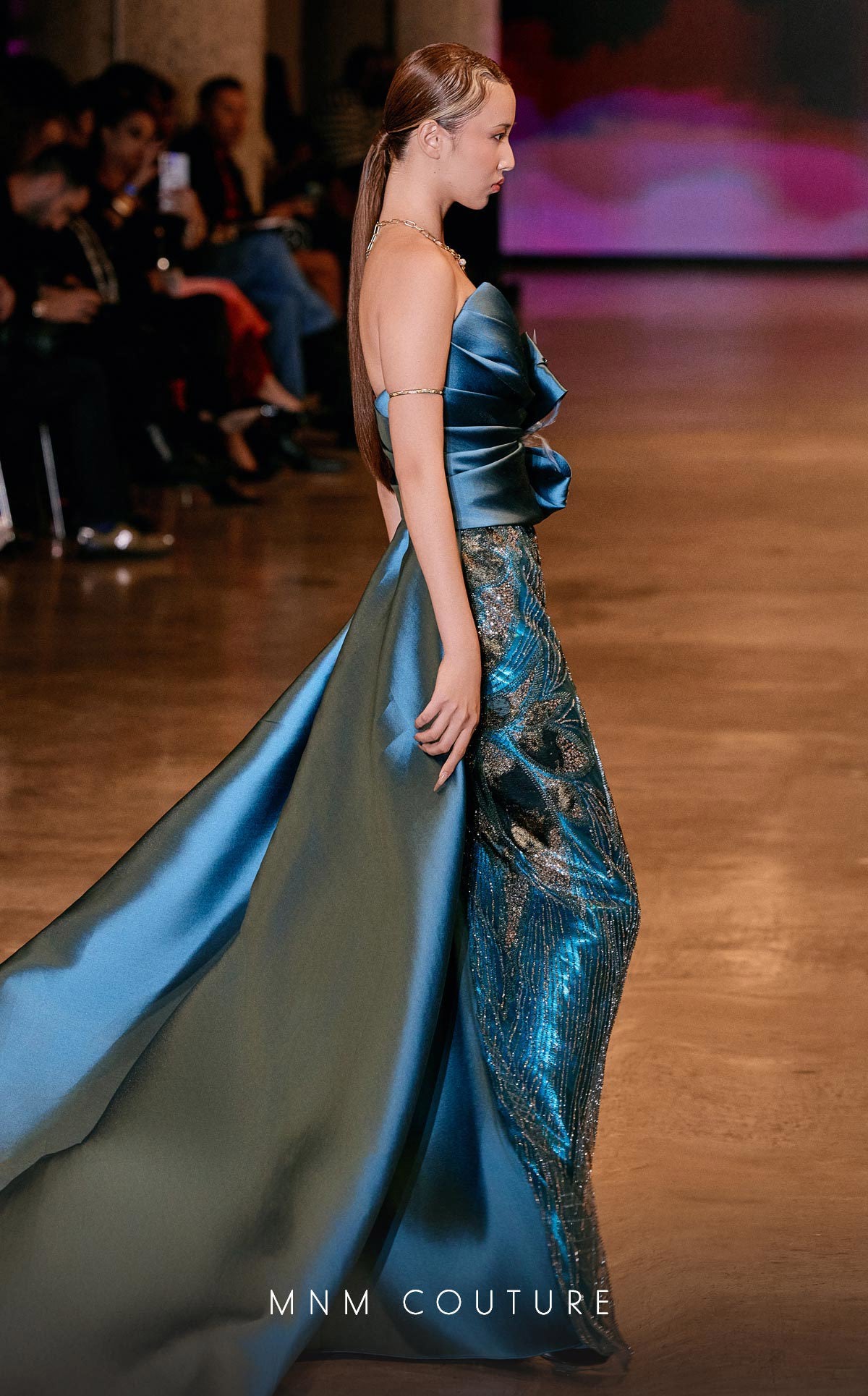Strapless Gown Embellished Formal Dress by MNM Couture J03497 in Petrol