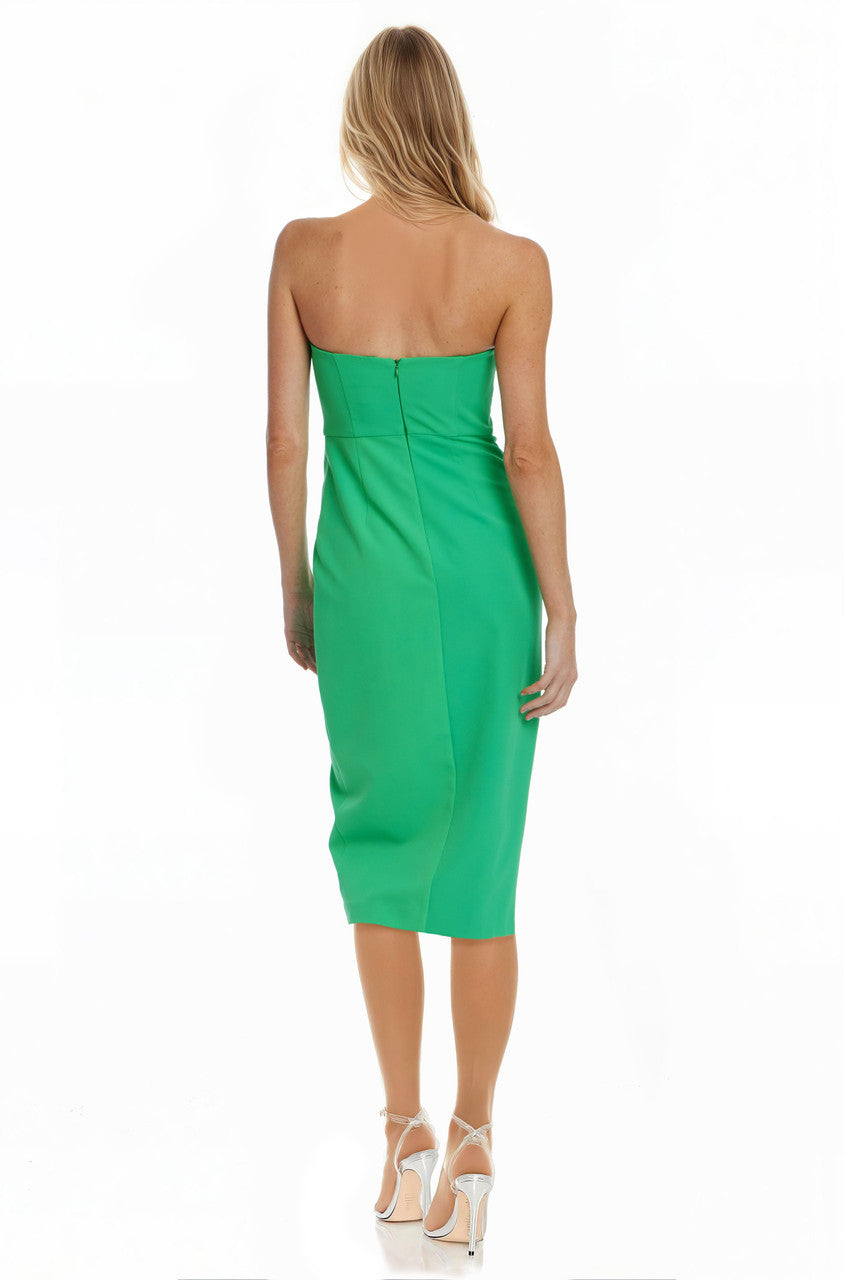 Strapless Curved Neck Midi Crepe Formal Sheath/Column Badgley Mischka J0442