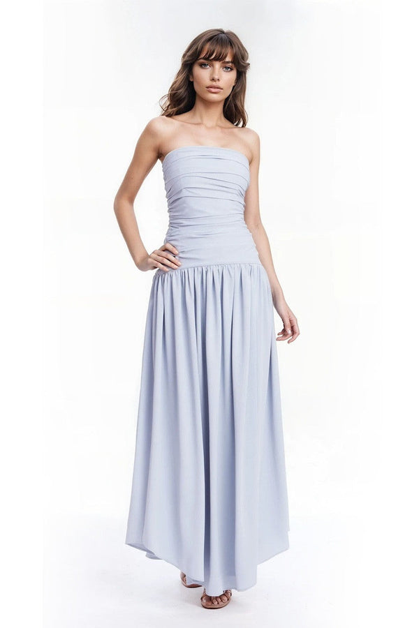 Badgley Mischka J0503 Strapless Long Chiffon Formal Dress