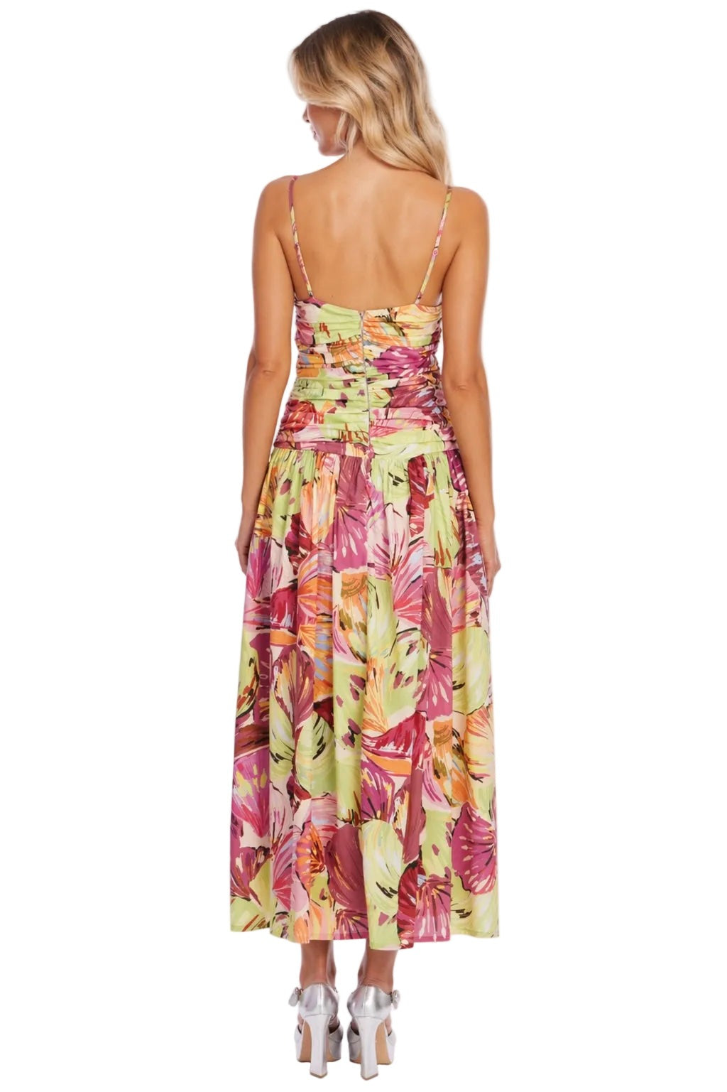 Jewel by Badgley Mischka Printed Spaghetti Strap Cotton Day Dress J0815