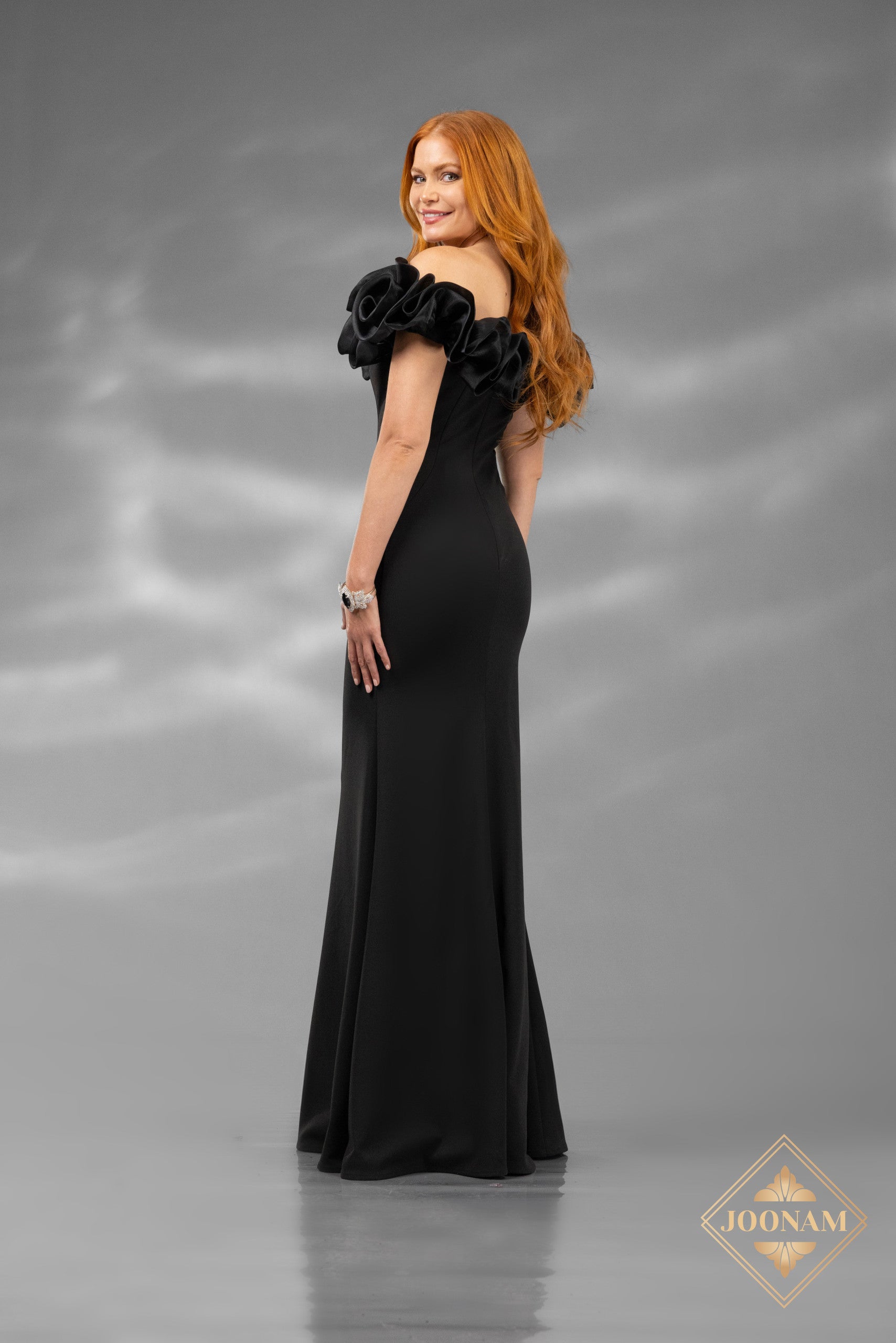 Prom Dresses Long Formal Fitted Ruffle Prom Dress Black