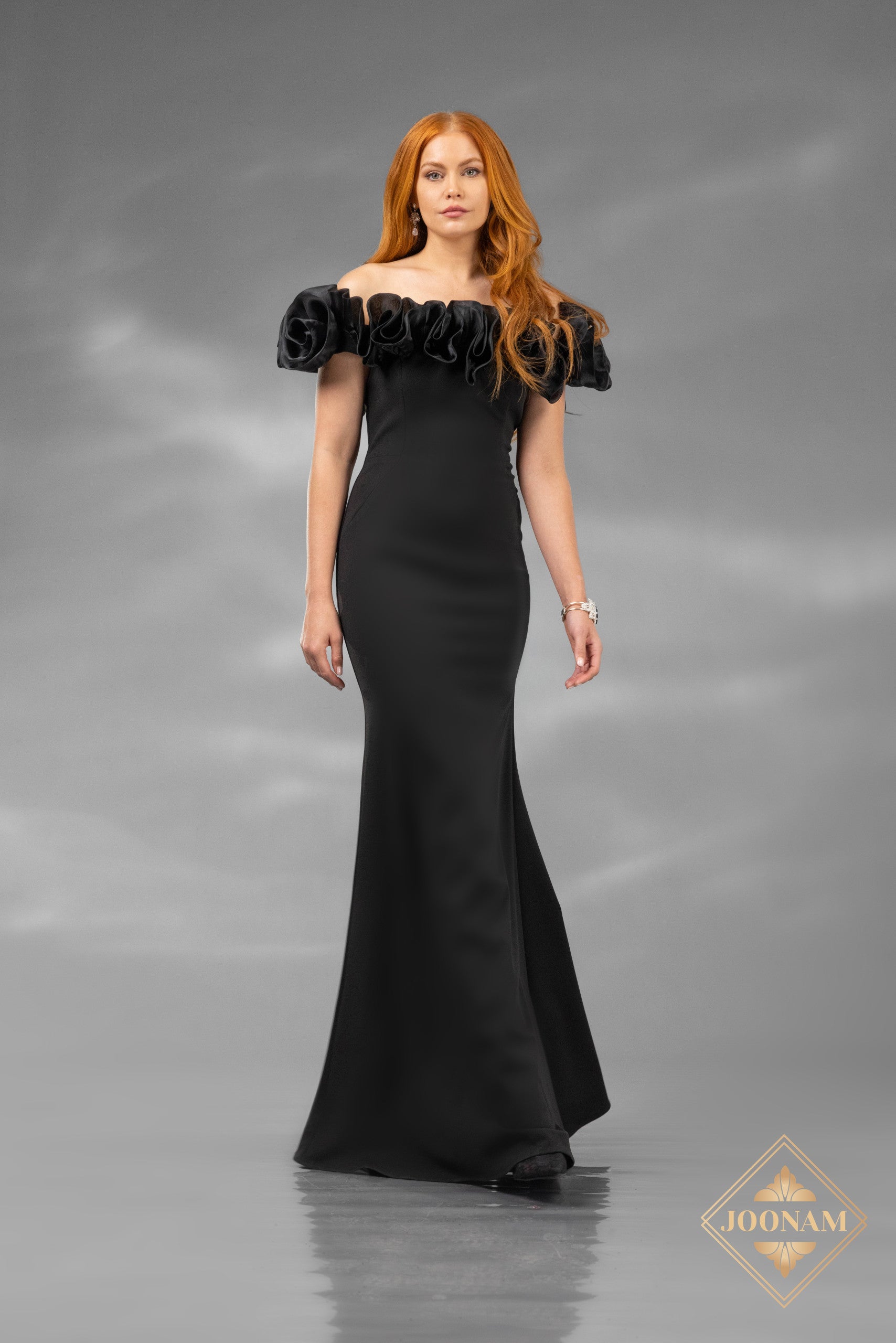 Prom Dresses Long Formal Fitted Ruffle Prom Dress Black