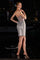 Cocktail Dresses Short Printed Glitter Cocktail Dress Silver