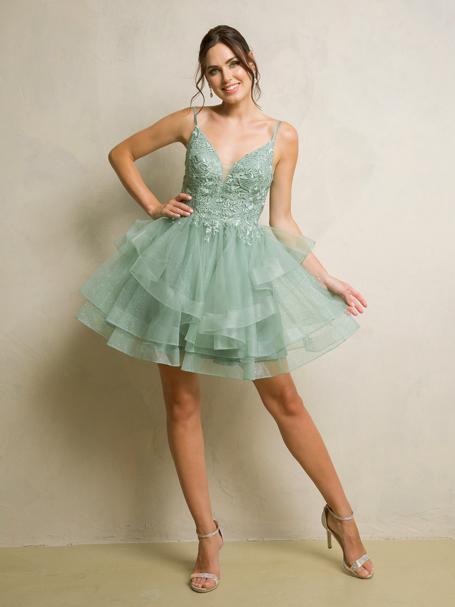 Eva Fashion 5281 Prom Short A Line Homecoming Glitter Cocktail Dress