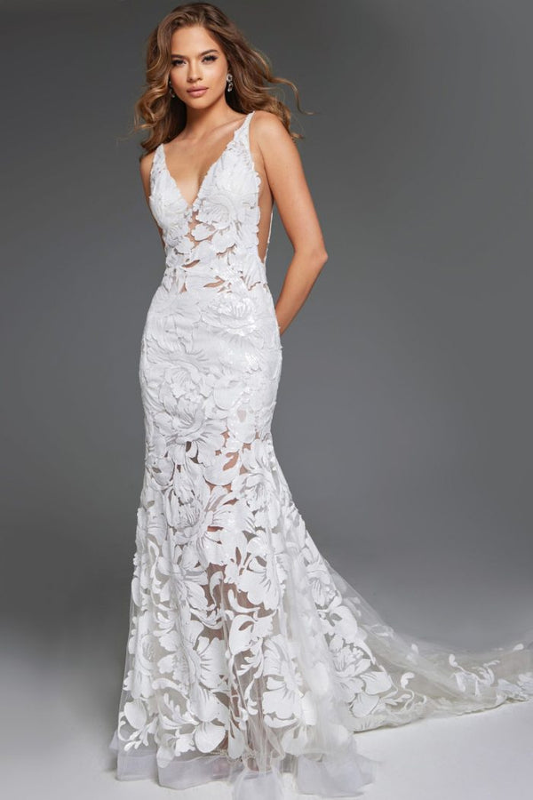 Jovani JB04192 Long Mermaid A Line Wedding Dress
