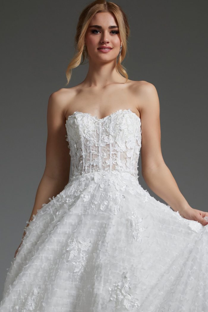 Jovani JB07165 A Line Corset Bridal Long Wedding Dress