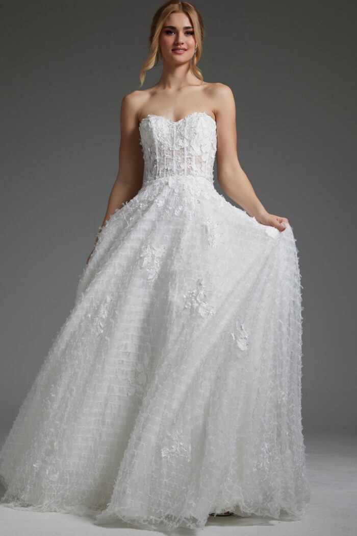 Jovani JB07165 A Line Corset Bridal Long Wedding Dress