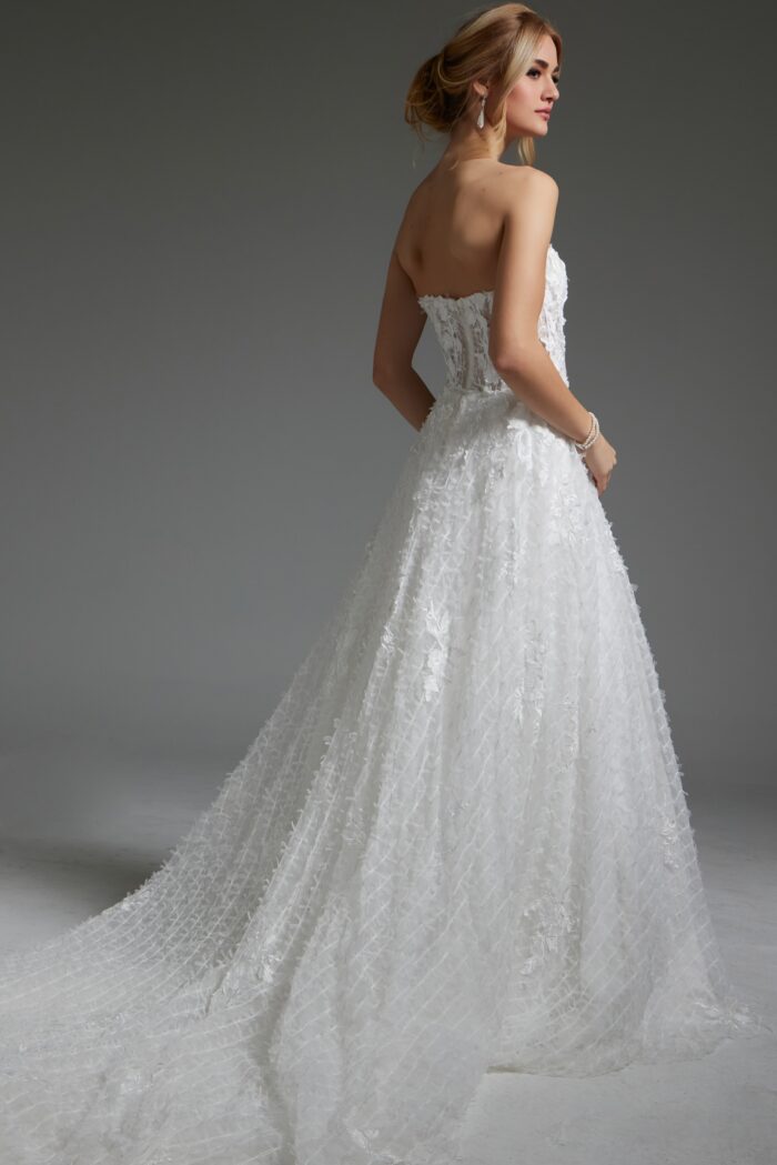 Jovani JB07165 A Line Corset Bridal Long Wedding Dress