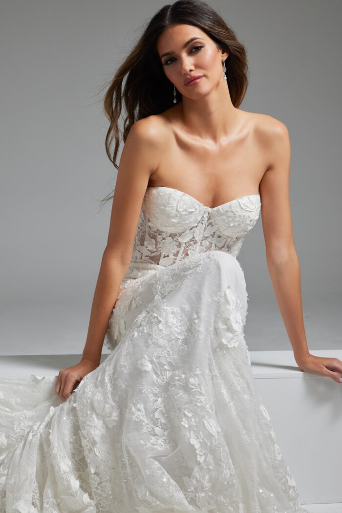 Jovani JB07583 Mermaid Long Bridal Corset Lace Wedding Dress