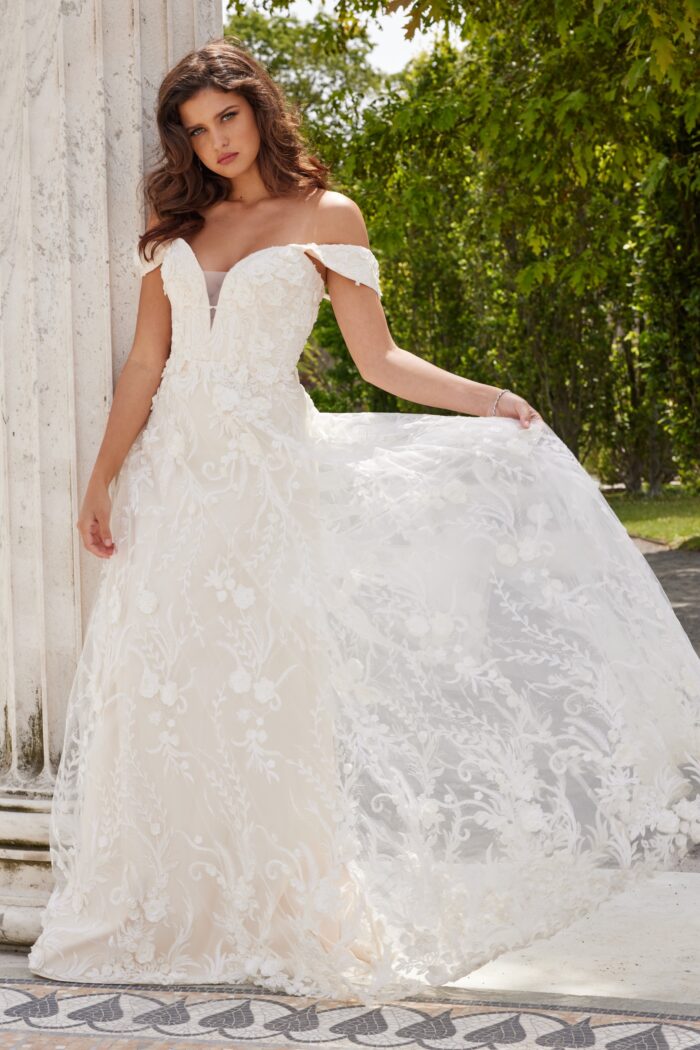 Jovani JB220002 Bridal Gown Long 3D Floral Applique Wedding Dress