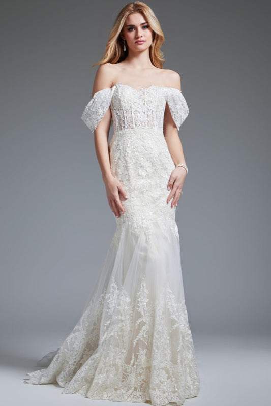 Wedding Dresses Ruffle Gown Long Mermaid Wedding Dress Ivory