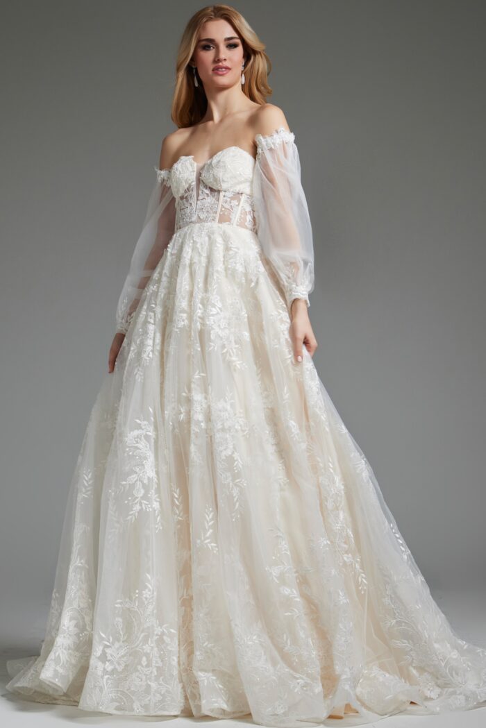Jovani JB220004 Bridal Gown Long Puff Wedding Dress