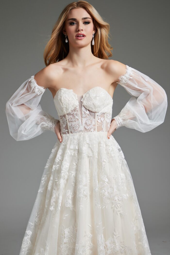 Jovani JB220004 Bridal Gown Long Puff Wedding Dress