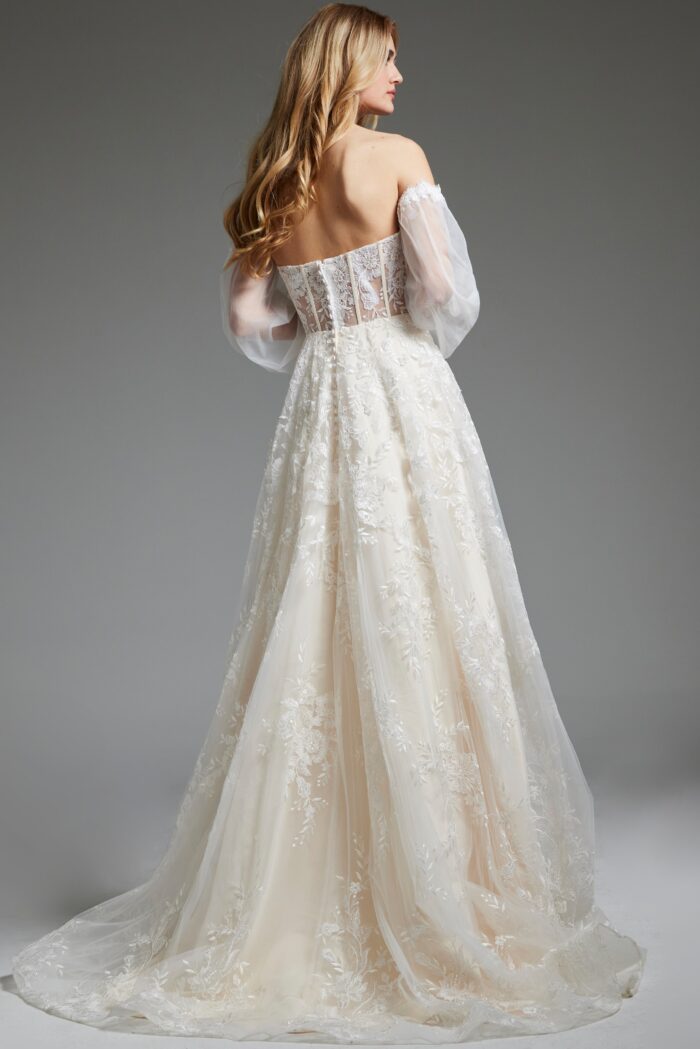 Jovani JB220004 Bridal Gown Long Puff Wedding Dress