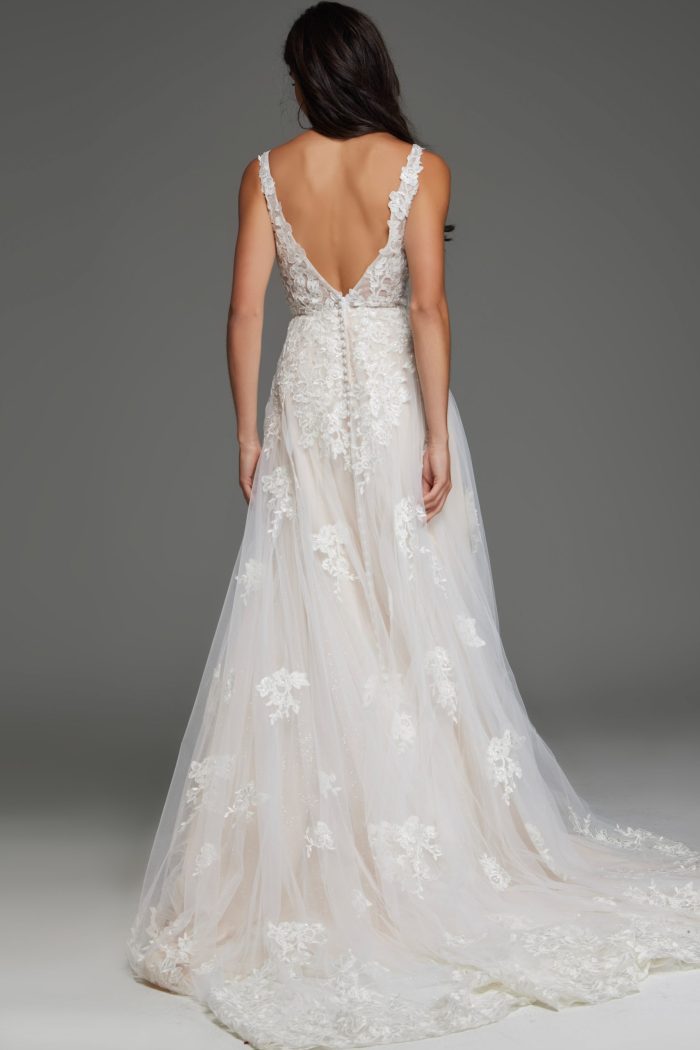Jovani JB220005 Long Bridal Gown Floral A Line Wedding Dress