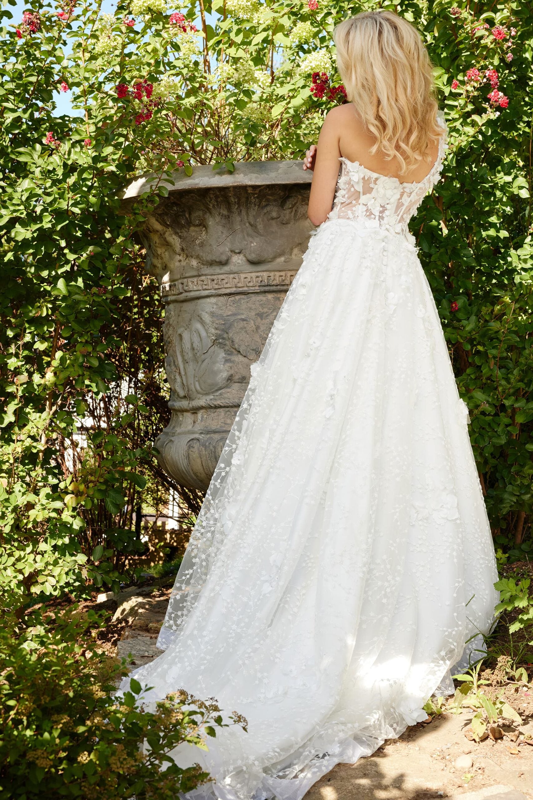 Jovani JB23918 Ruffle Long A Line Pleated Wedding Dress