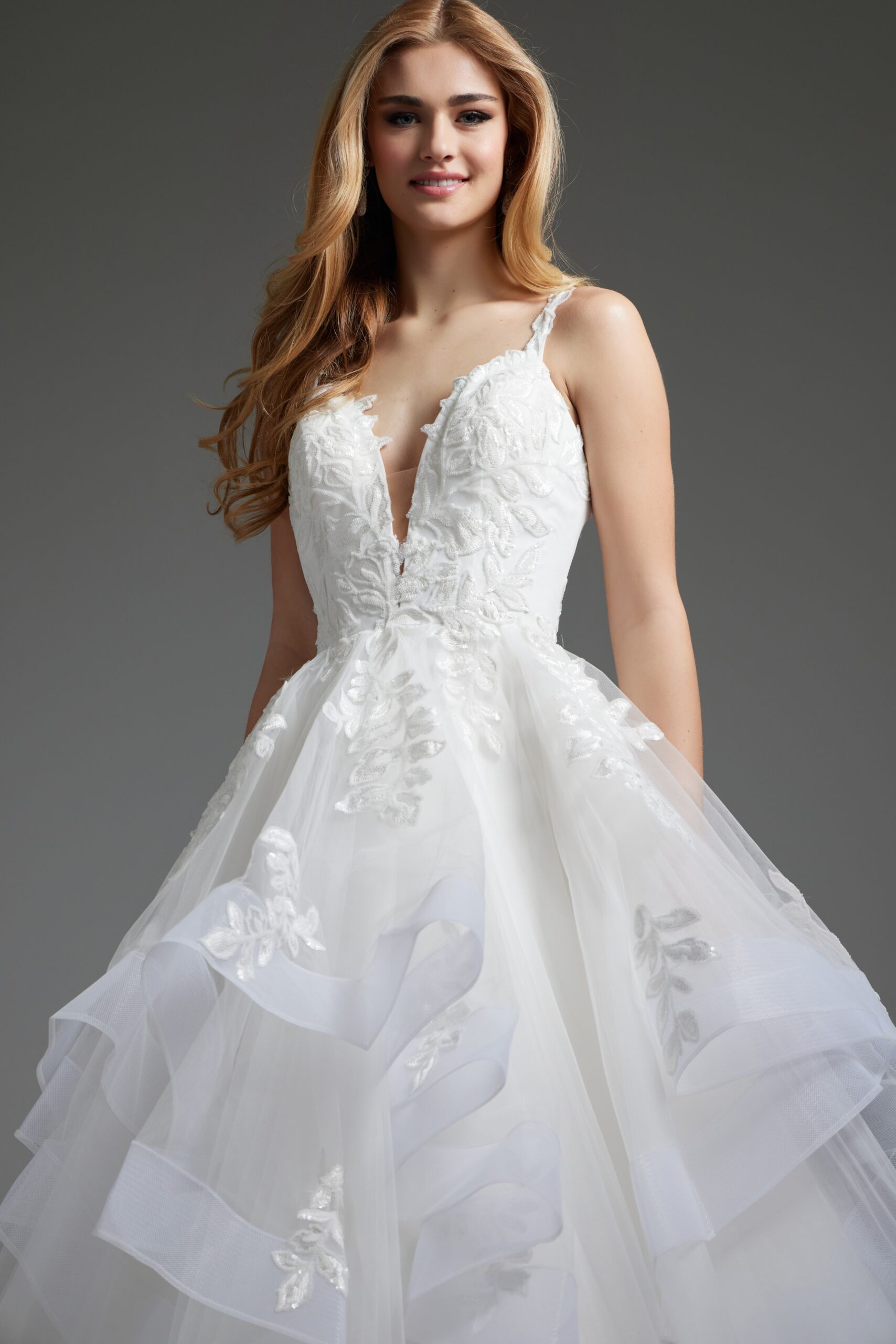 Wedding Dresses Long Layered Bridal Gown A Line Wedding Dress Off-White