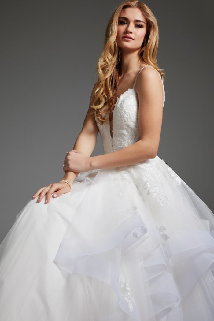 Jovani JB41002 Long Layered Bridal Gown A Line Wedding Dress