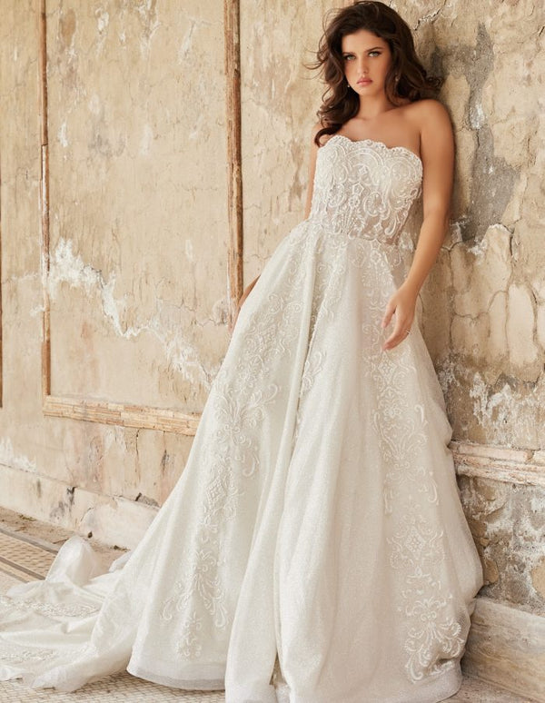 Jovani JB24563 Ball Gown Glitter Long Lace Wedding Dress