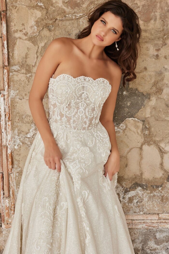 Jovani JB24563 Ball Gown Glitter Long Lace Wedding Dress